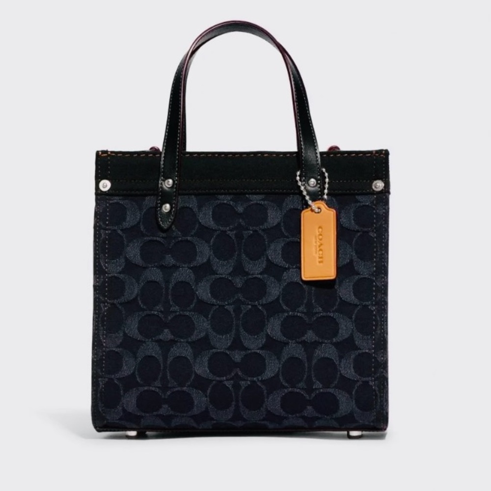 Coach Field Tote 22 Signature Denim Black FINAL MARK DOWN - Picture 3 of 15